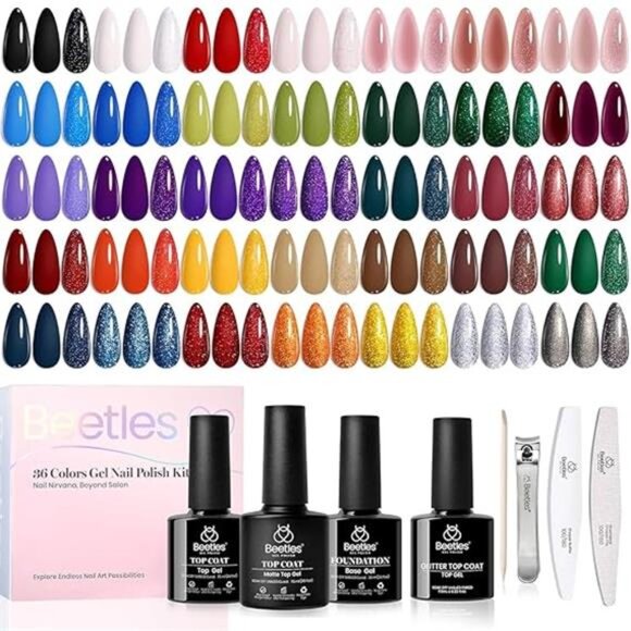 Gel Nail Polish Set, 36 Colors Blue Red White Jelly Polish Kit - Picture 7 of 7